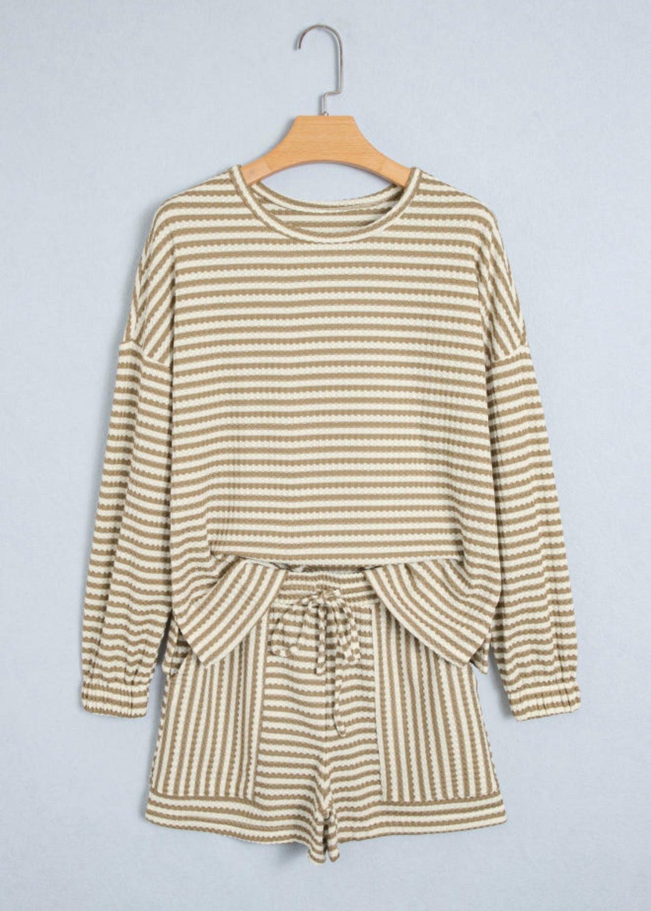 Stripe Textured Long Sleeve Set Full Run RTS