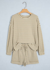 Stripe Textured Long Sleeve Set Full Run RTS