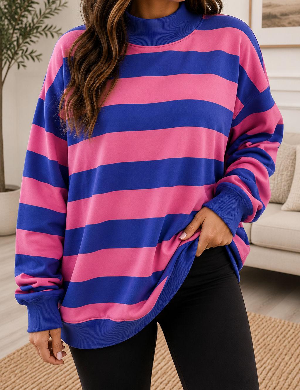 Stripe Colorblock Sweatshirt