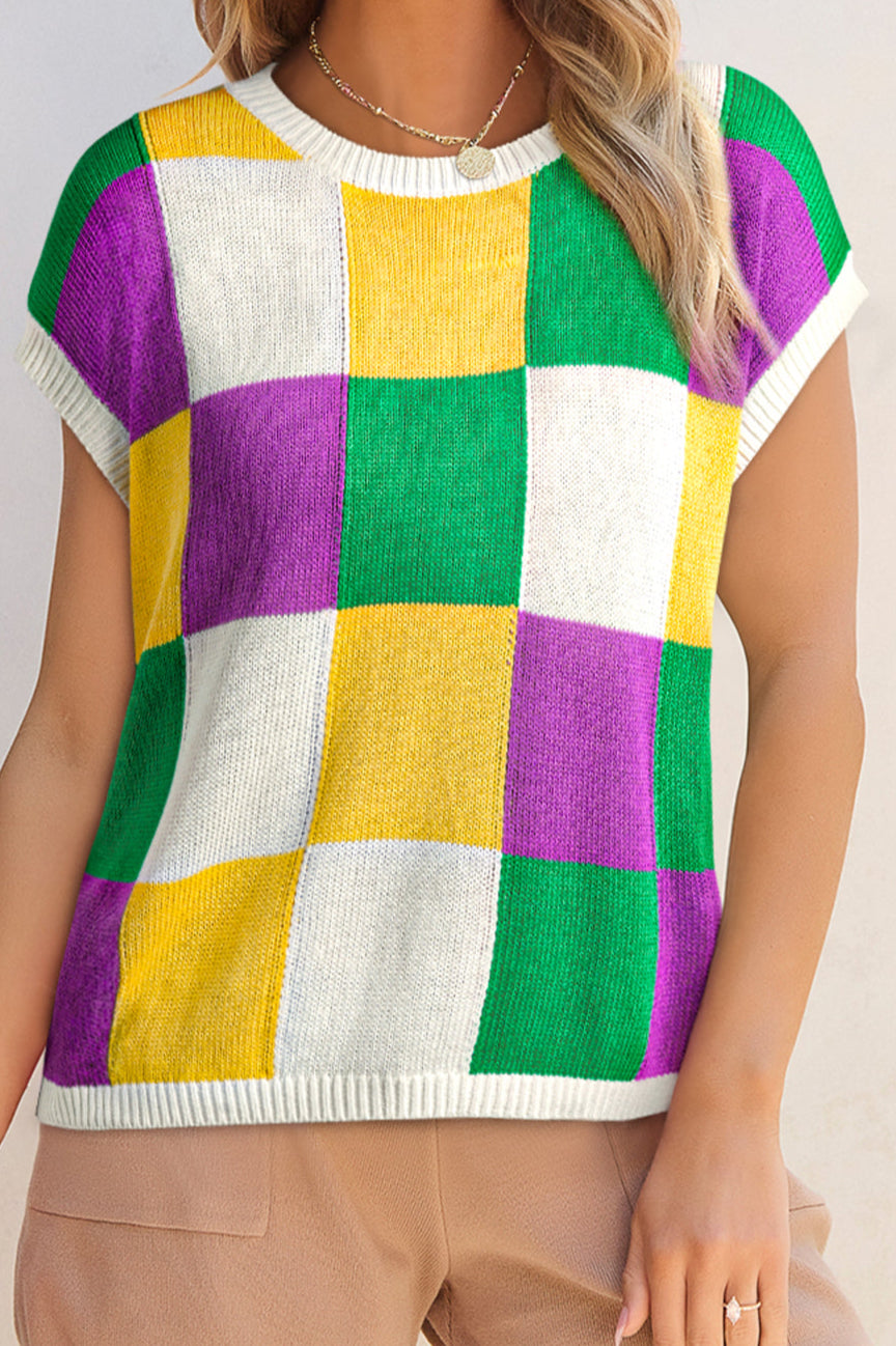 Mardi Gras Color Block Sweater