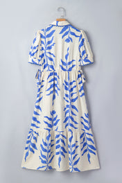 Blue Leaf Botanical Maxi Dress