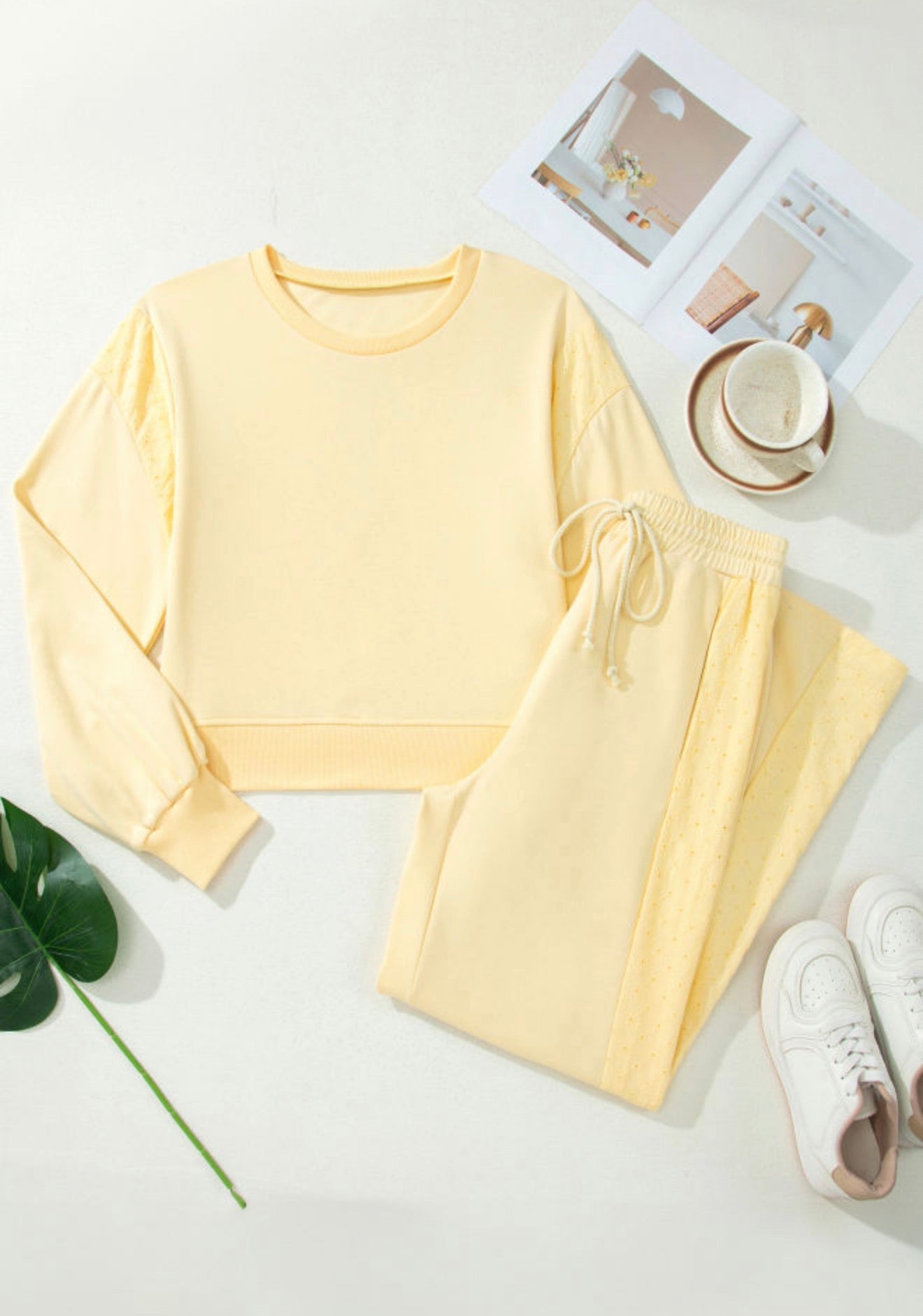 Yellow Lace Eyelet Set
