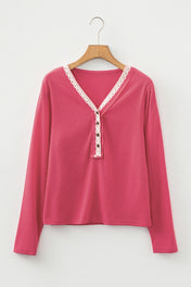 Ribbed Lace Trim Top