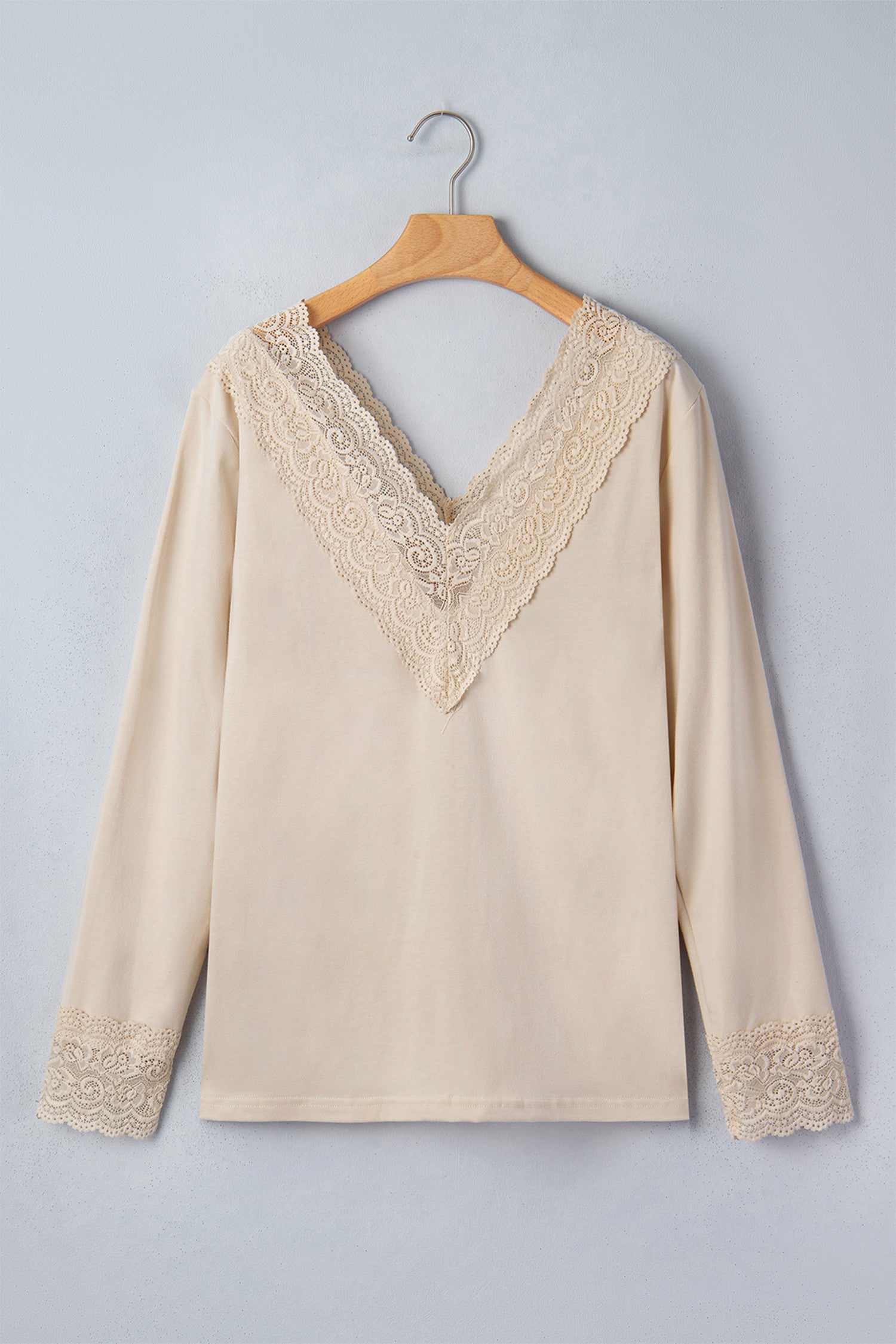 Lace Splicing V Neck Top