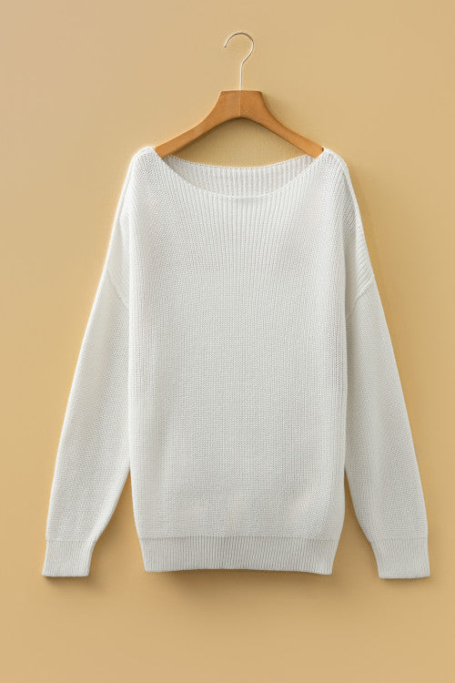 White Drop Shoulder Sweater