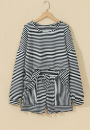 Stripe Textured Long Sleeve Set
