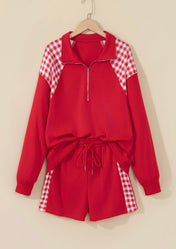Red Plaid Zip Set Full Run RTS