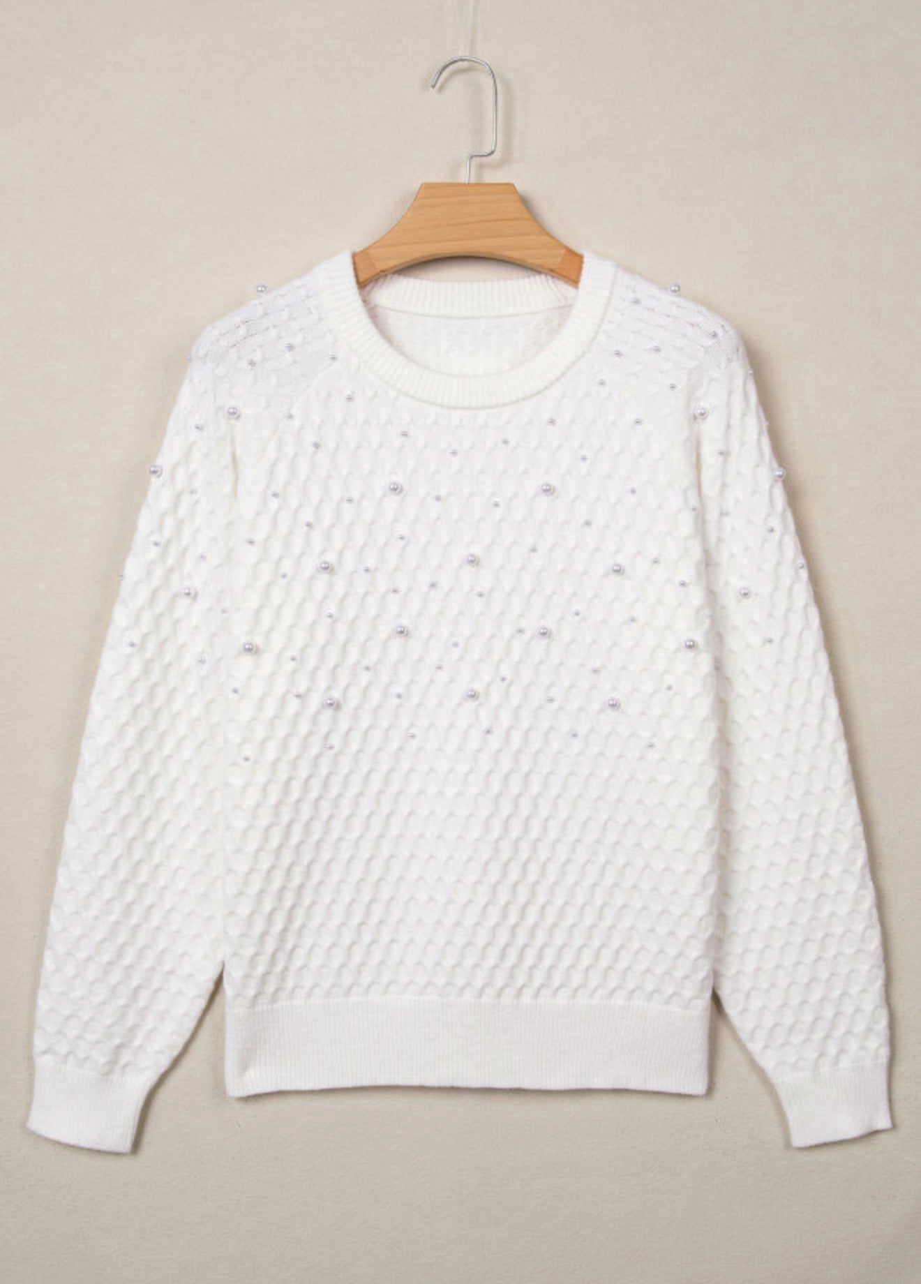White Pearl Textured Sweater