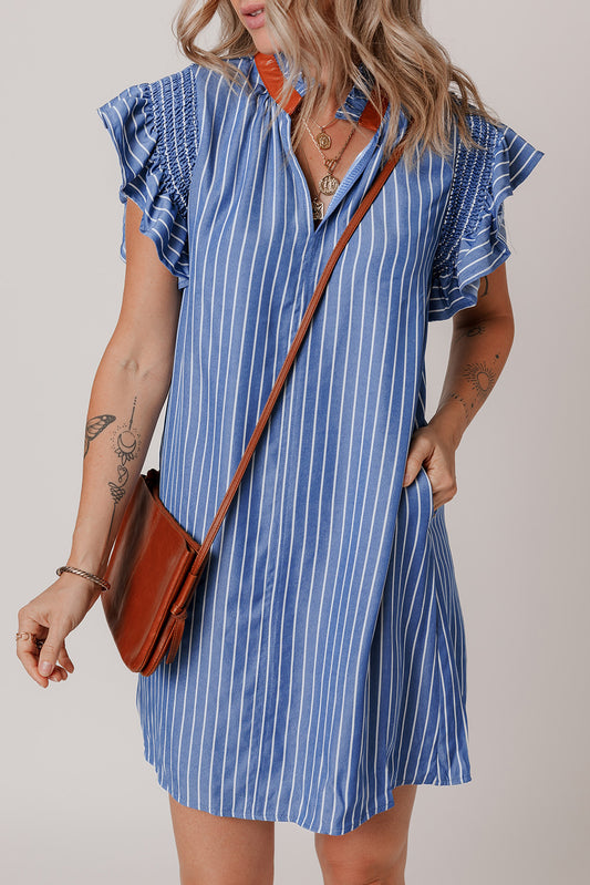 Blue Stripe Shift Dress RTS