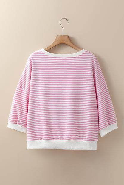 Pink Stripe Drop Shoulder Top RTS