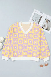 Floral Long Sleeve Plus Size Sweater