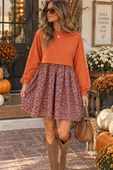 Orange Floral 2 in 1 Mini Dress