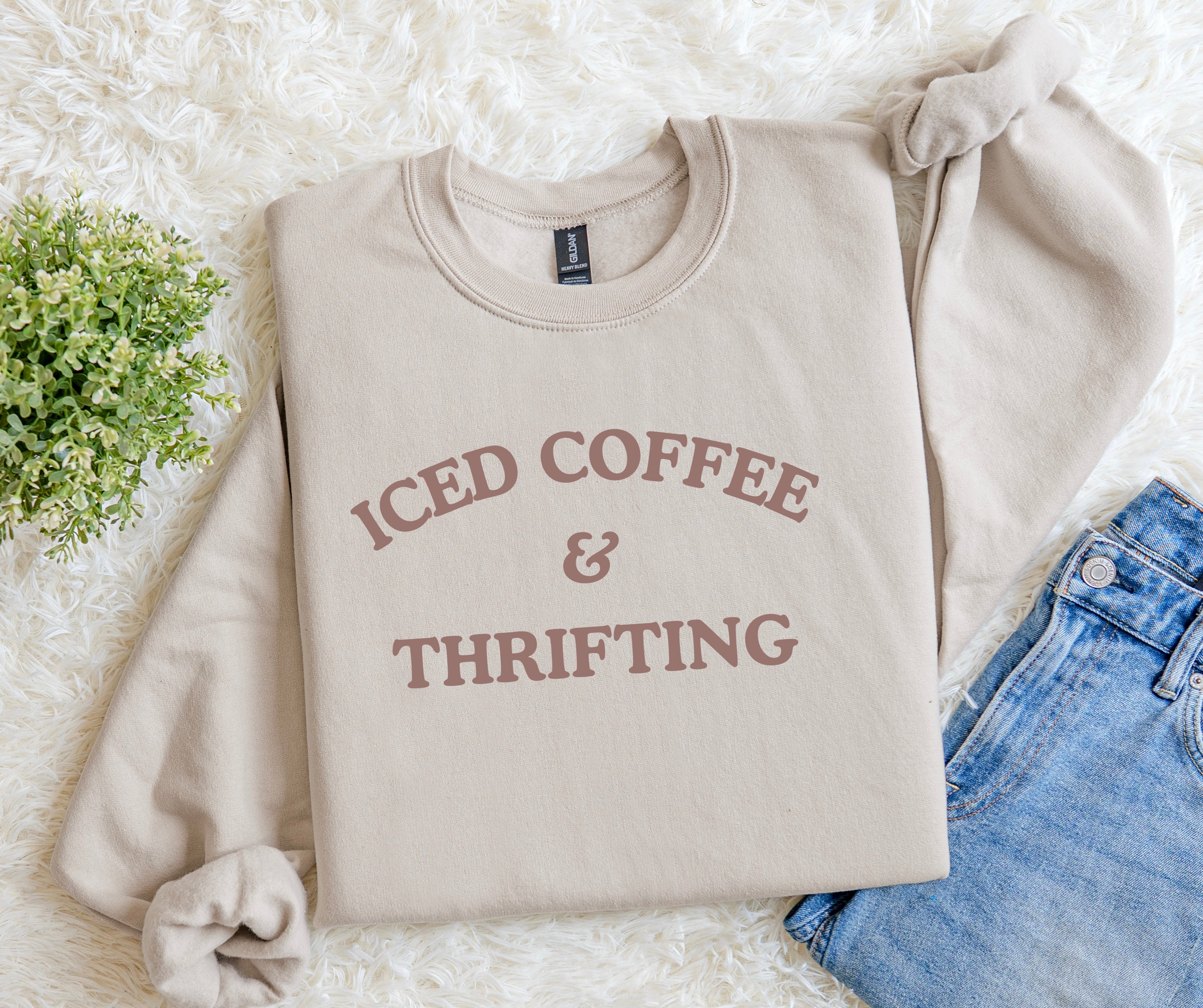 Iced Coffee & Thrifting Sweatshirt.