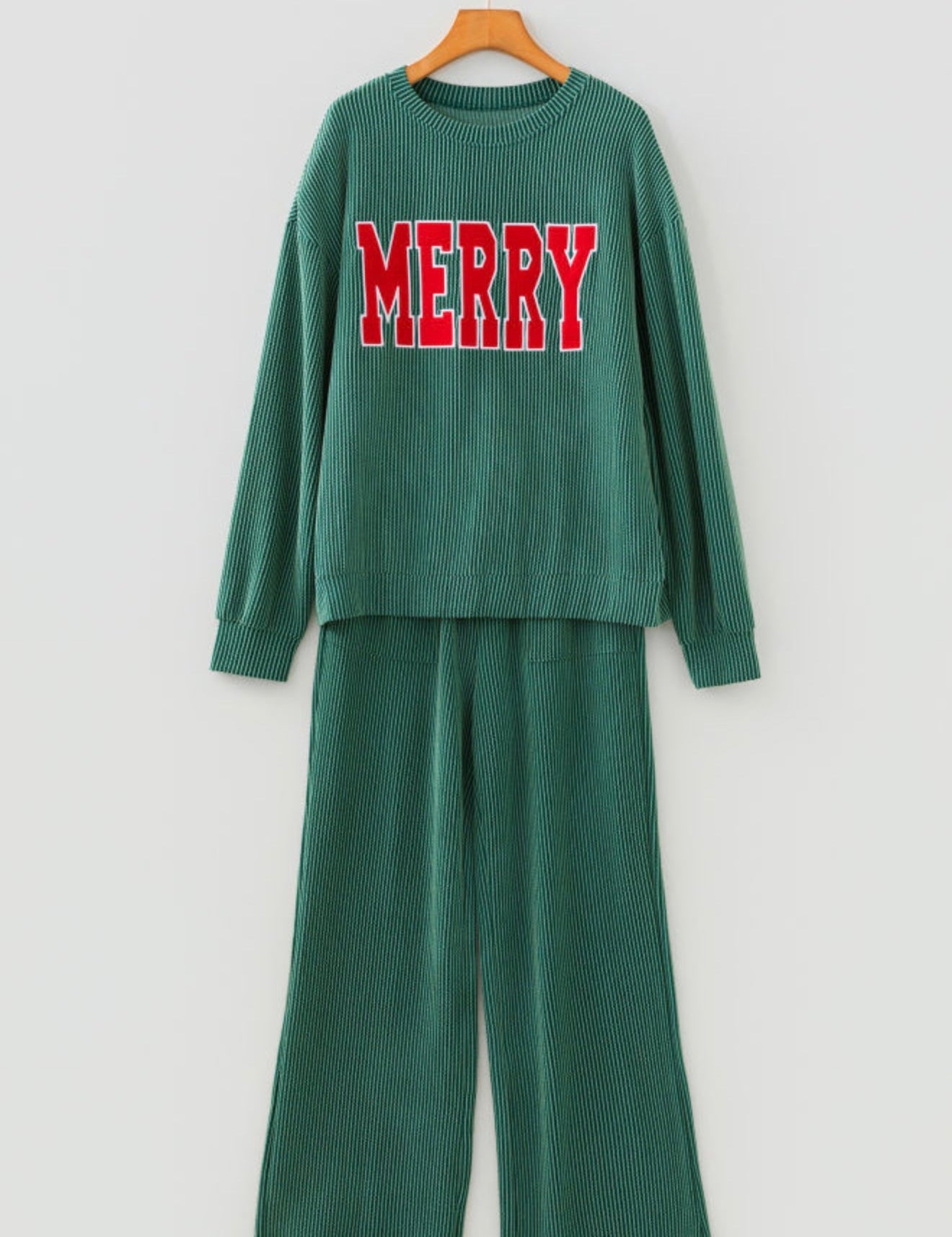 Corded Christmas Long Sleeve Pants Set