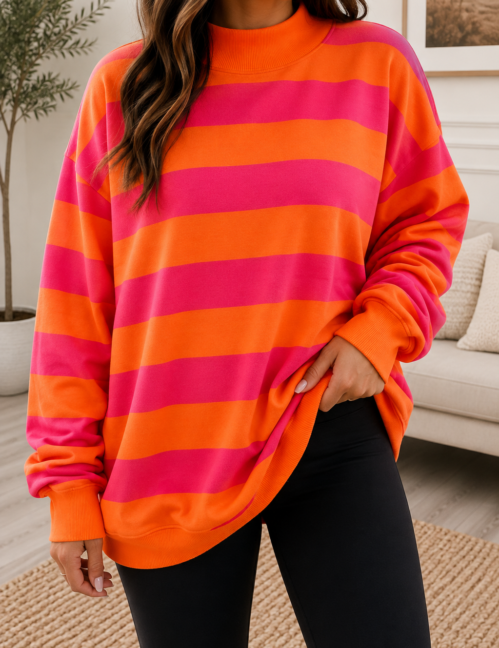 Stripe Colorblock Sweatshirt
