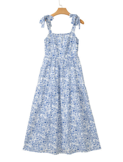 Blue Floral Dress with Pockets
