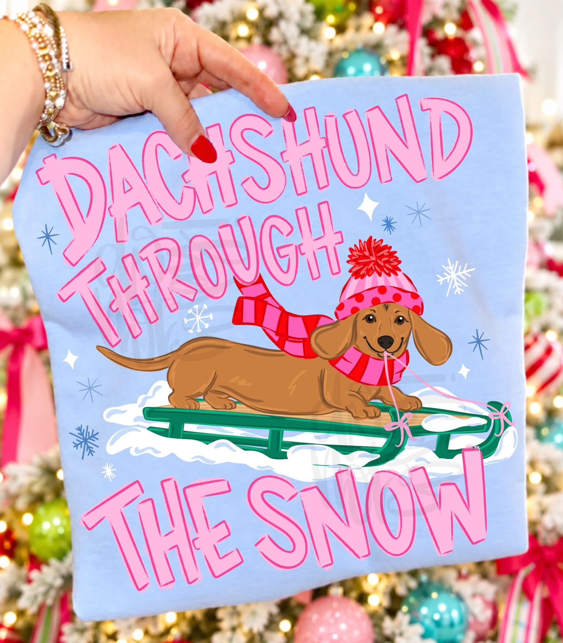 Dachshund-Through The Snow Tee.