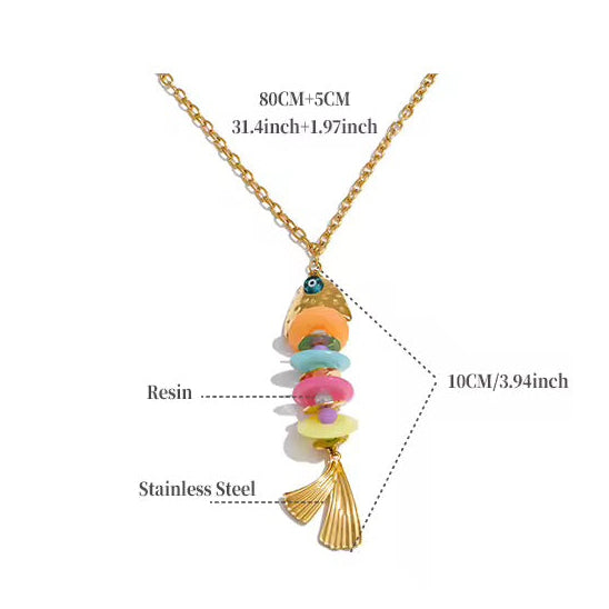 Resin Long Fish Necklace New RTS