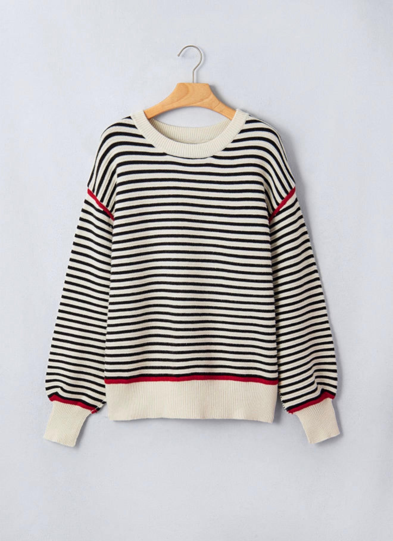 Black Stripe Ribbed Sweater