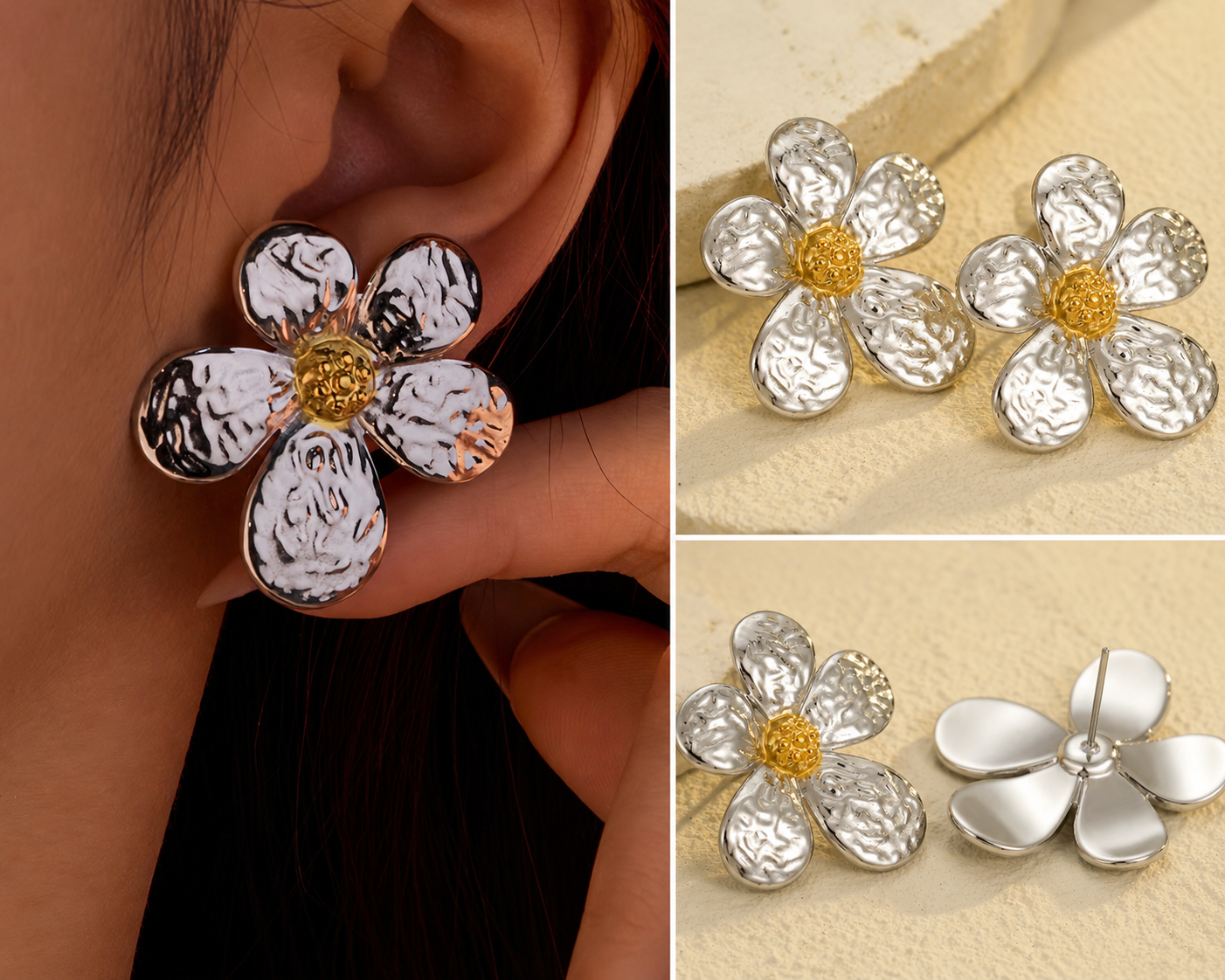 Two Tone Earring Studs