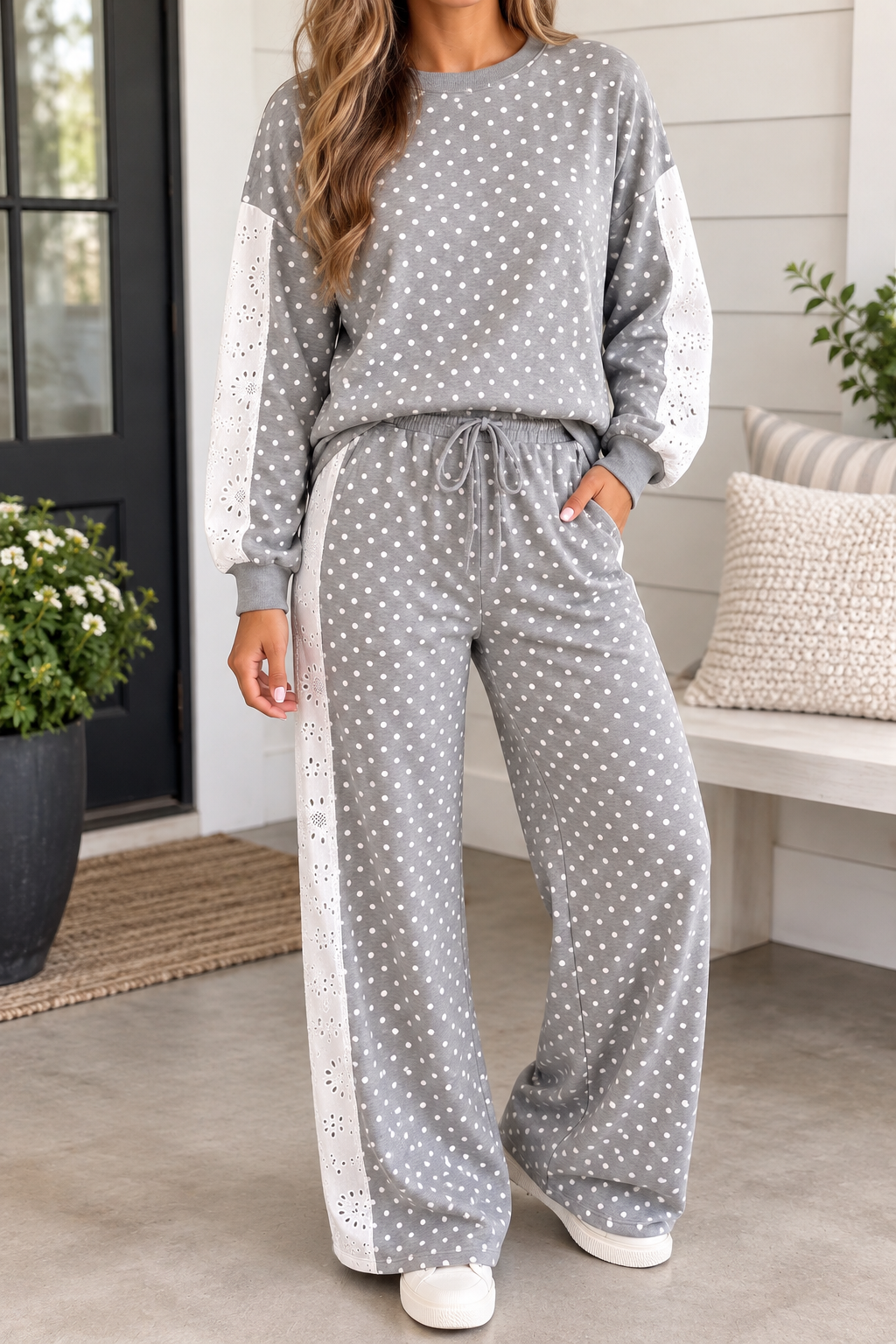 Polka Dot Eyelet Set