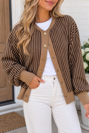 Stripe Trim Cardigan