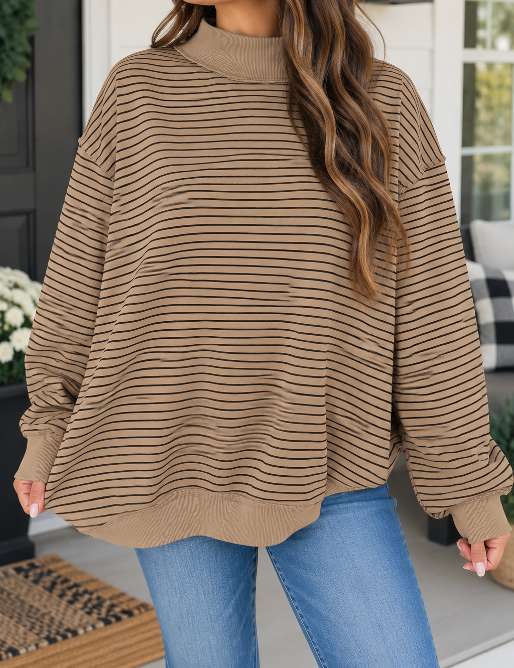 Stripe Ribbed Oversized Sweatshirt RTS