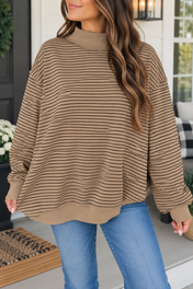Stripe Ribbed Oversized Sweatshirt