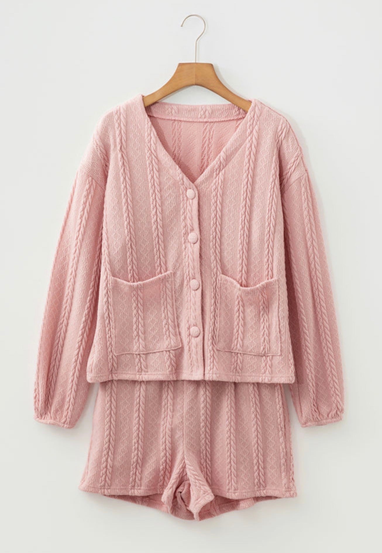 Pink Cable Knit Set