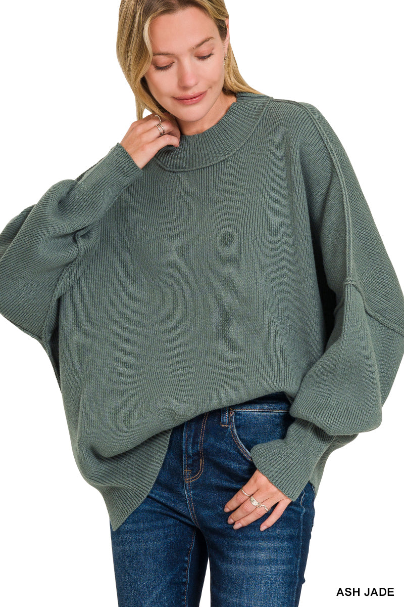 Side Slit Oversized Zenana Sweater