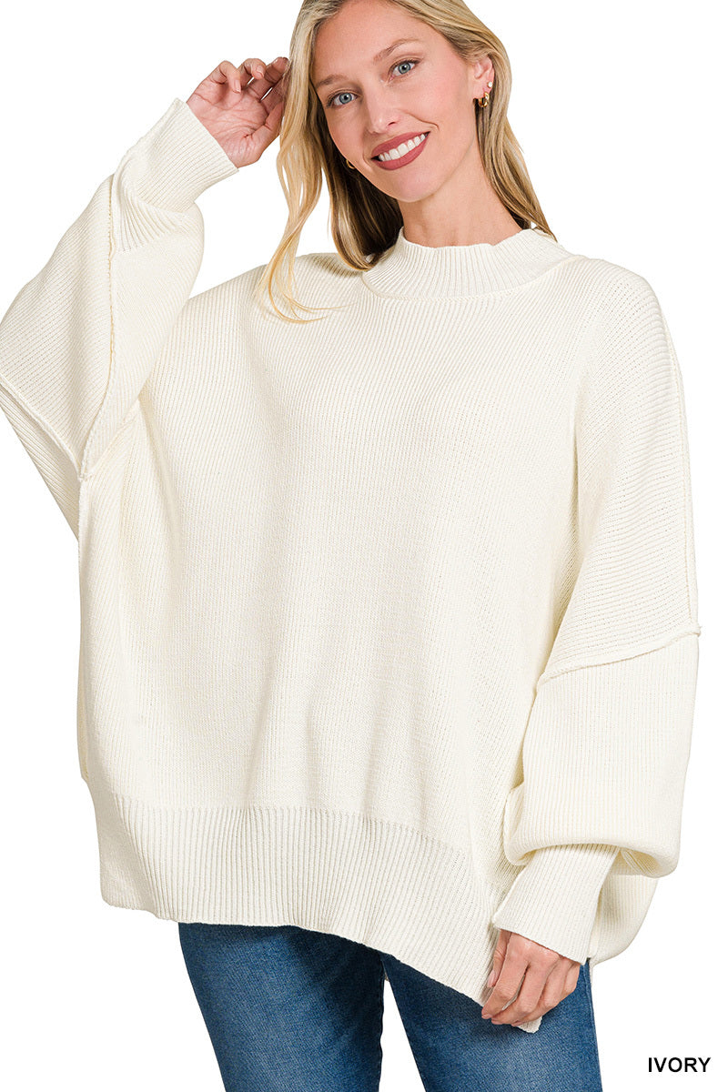 Side Slit Oversized Zenana Sweater