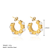 Pearl and Gold Statement Hoops