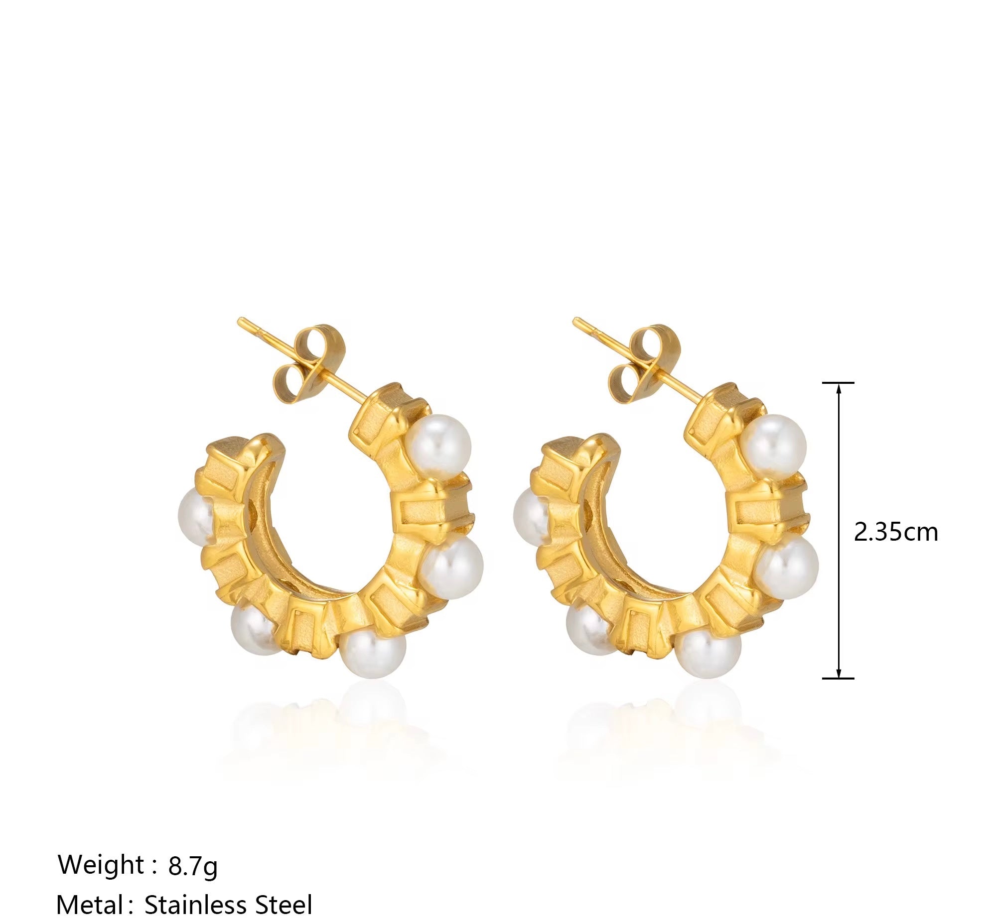 Pearl and Gold Statement Hoops