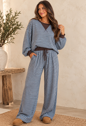 Brown Stripe Two Piece Set