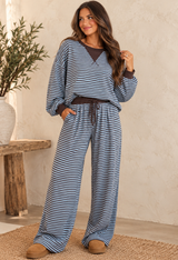 Brown Stripe Two Piece Set