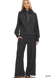 Ribbed High Neck Zenana Set