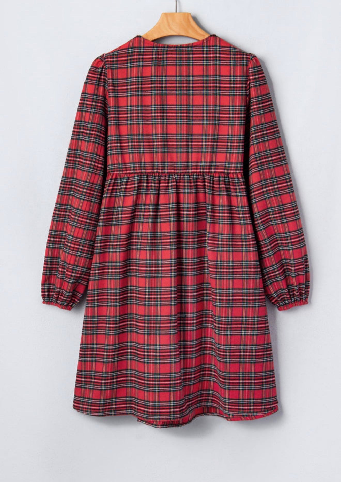 Red Plaid Tie Front Dress