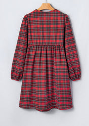 Red Plaid Tie Front Dress
