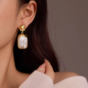 Pearl Geometric Pendant Earrings New RTS