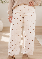 Beige Polka Dot Plus Barrel Jeans