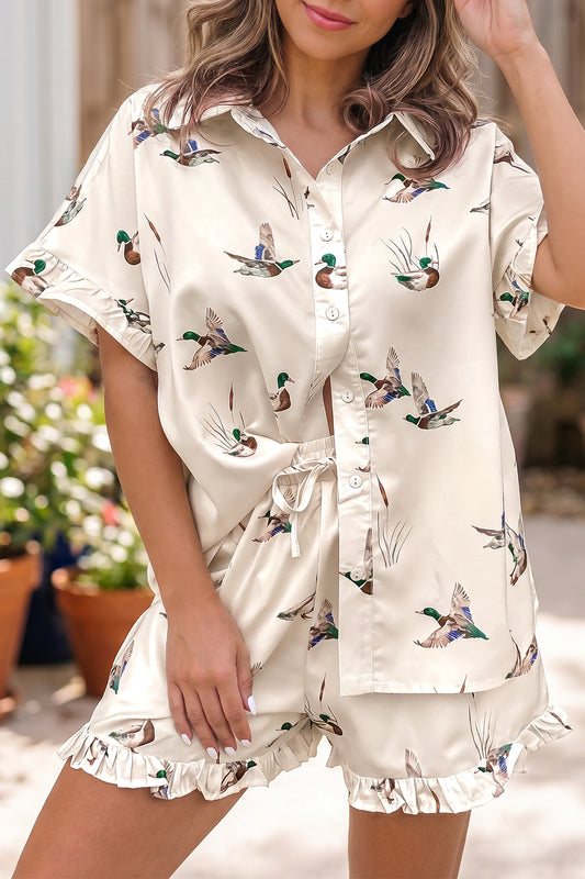 Beige Mallard Print Set