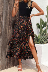Black Floral Ruffle Dress RTS