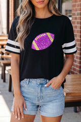 Black Football Glitter Shirt RTS