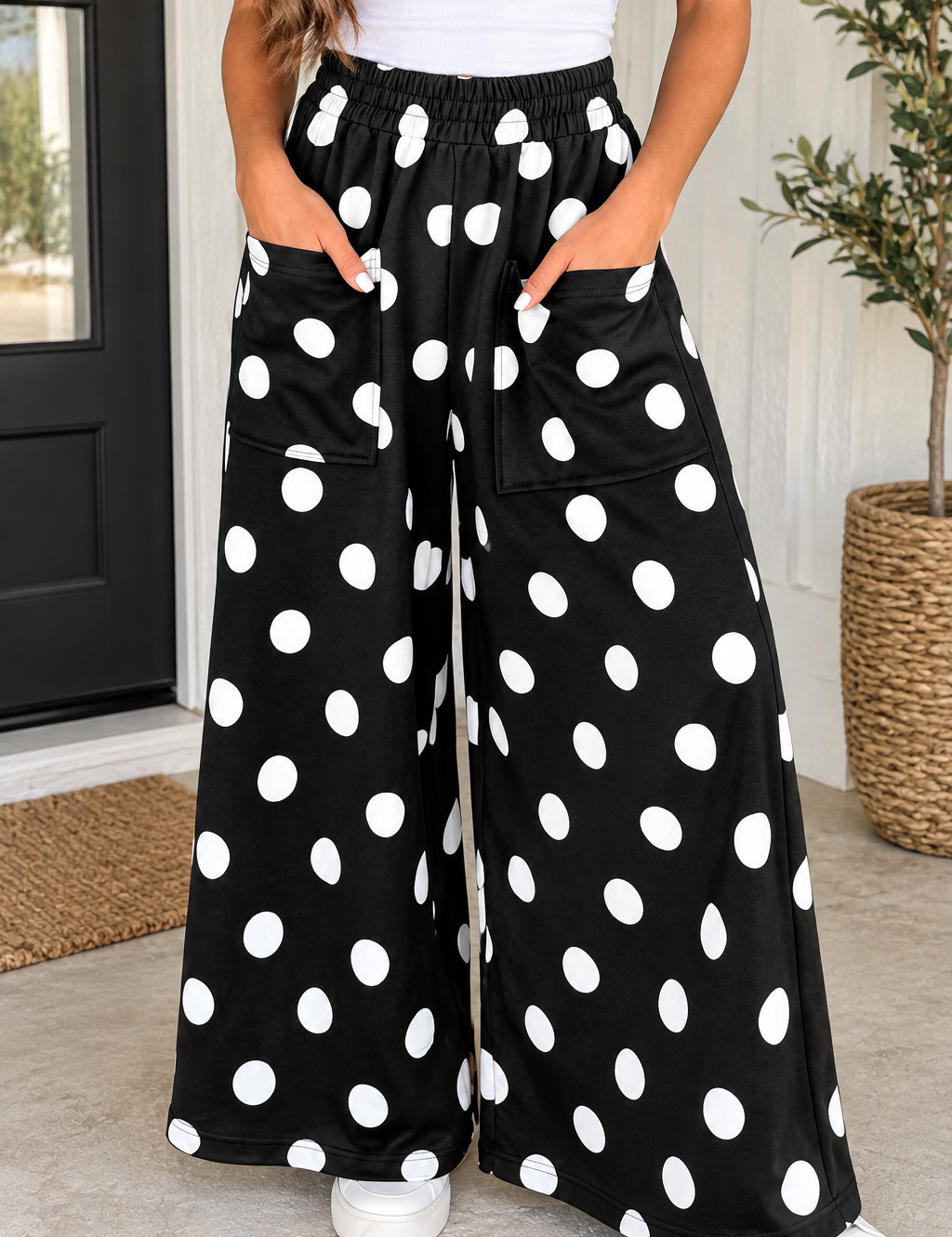 Polka Dot Elastic Pants