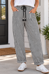 Black Stripe Casual Pants
