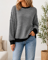 Black Stripe Ribbed Top