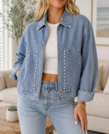 Blue Studded Denim Jacket
