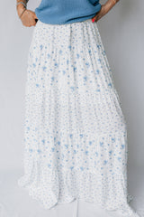Blue Waist Floral Boho Skirt RTS