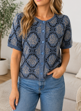 Blue Button Boho Knit Cardigan