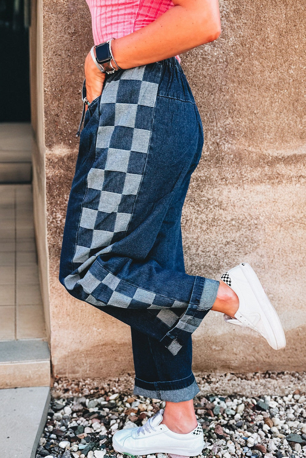 Blue Checkered Drawstring Pants November